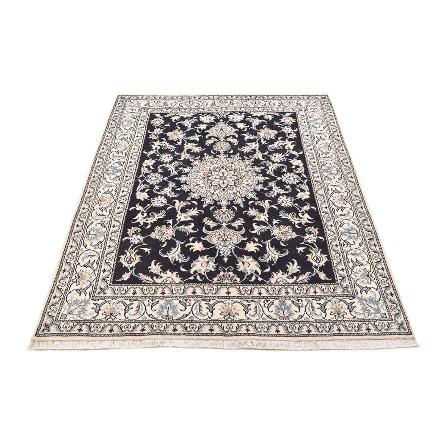 Alfombra persa - Nain - 198 x 147 cm - azul oscuro