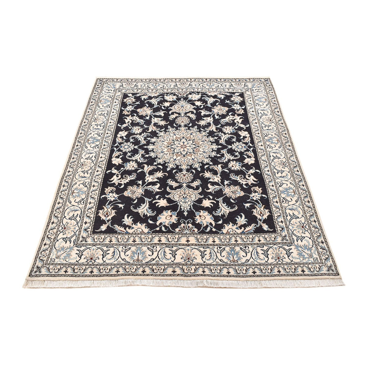 Alfombra persa - Nain - 198 x 147 cm - azul oscuro