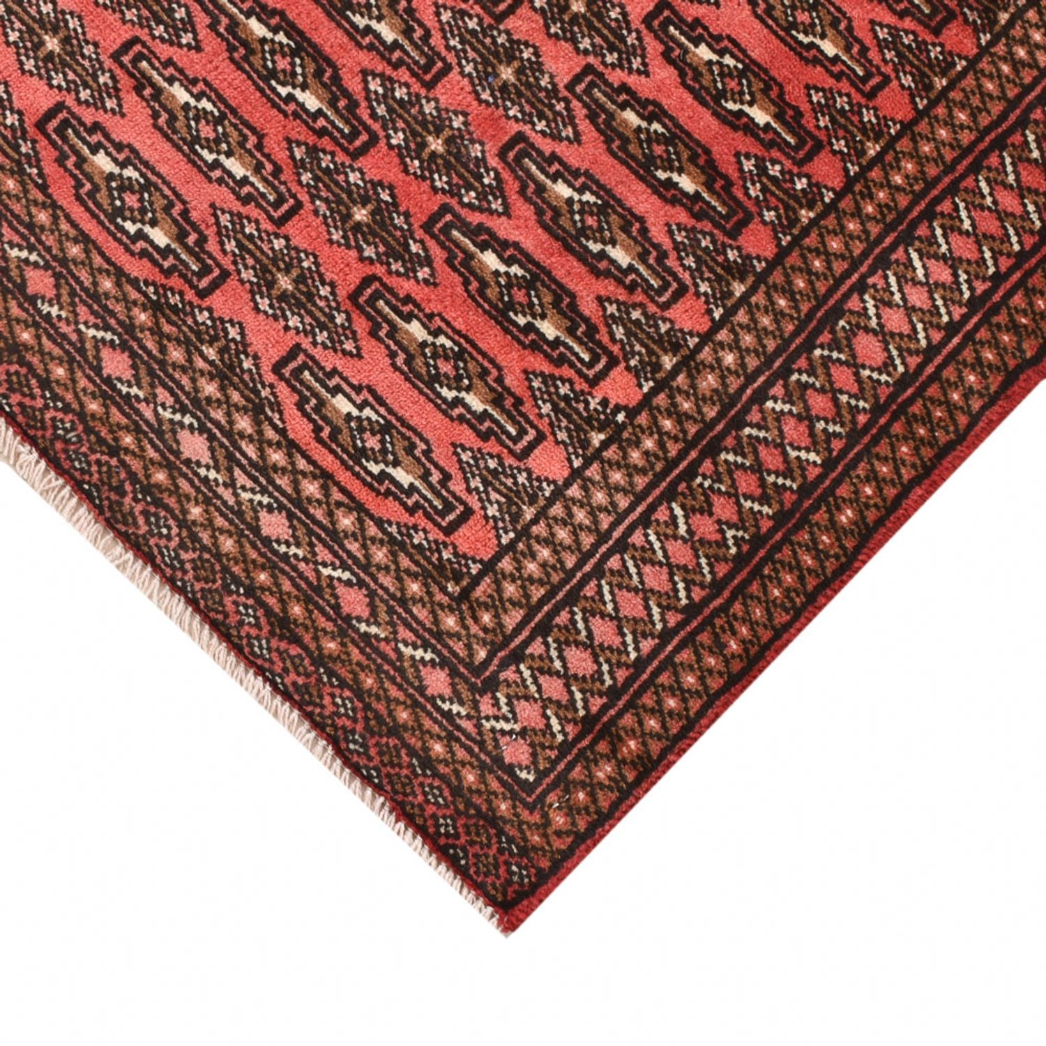 Alfombra Turkaman - 131 x 100 cm - rojo claro