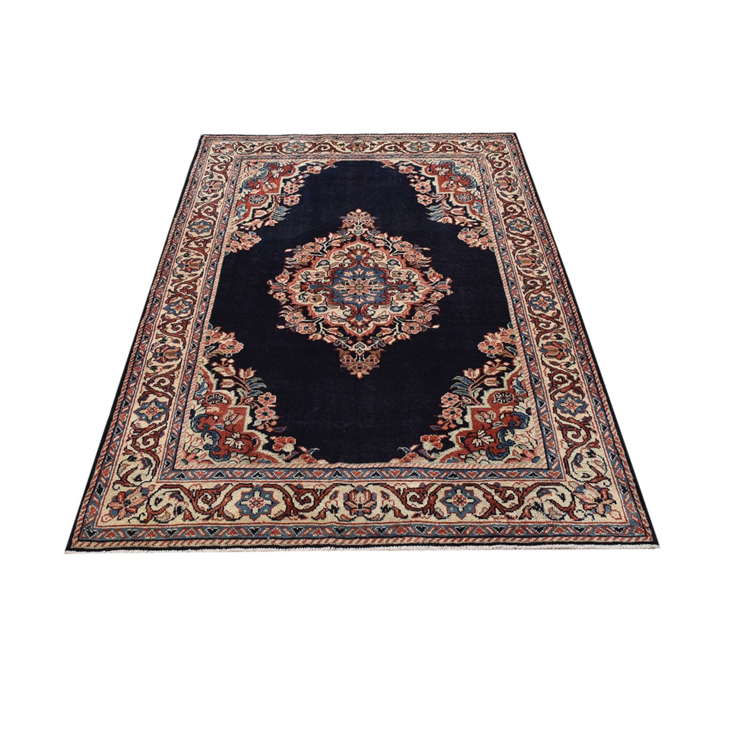 Alfombra persa - Clásica - 205 x 128 cm - azul oscuro