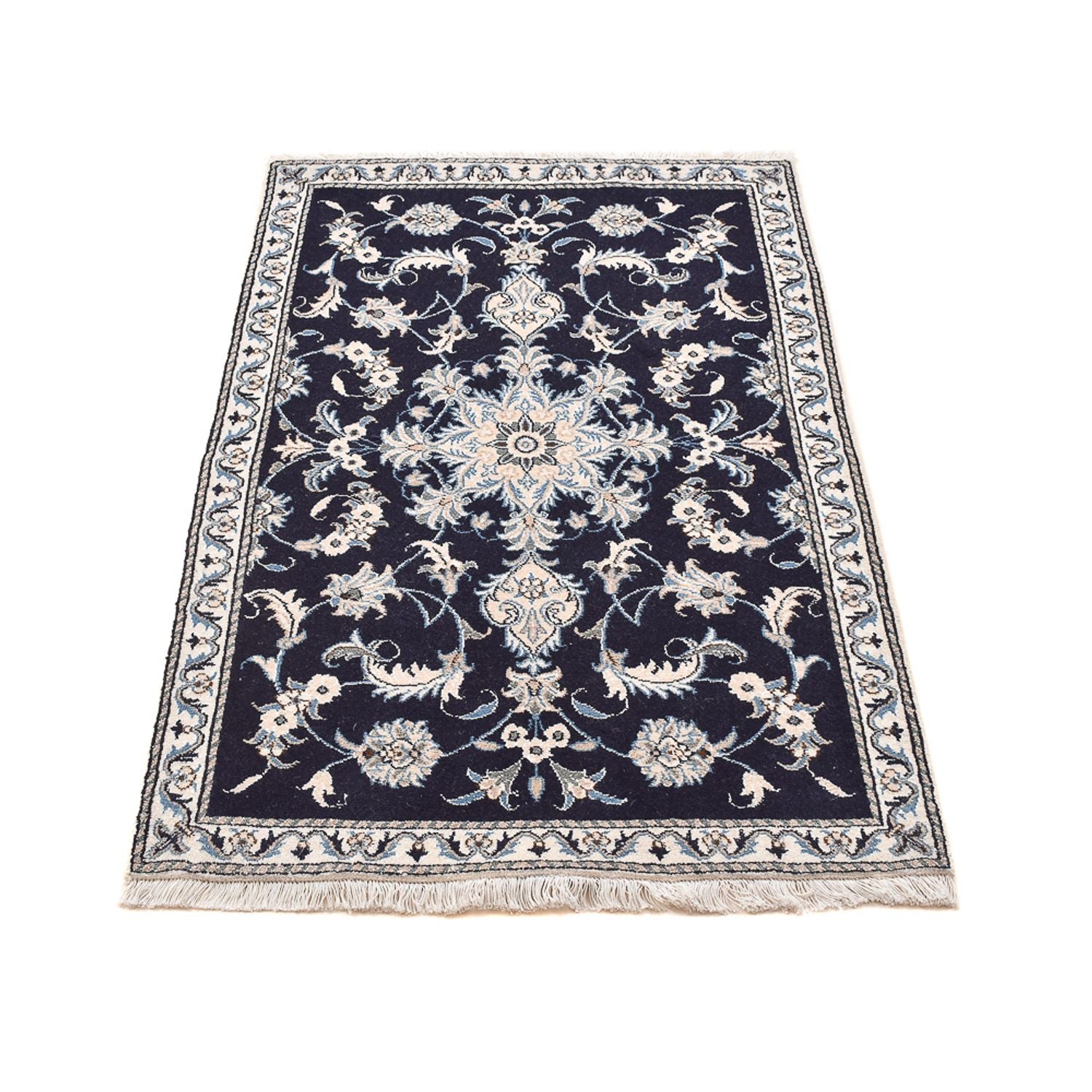 Alfombra persa - Nain - 140 x 87 cm - azul oscuro