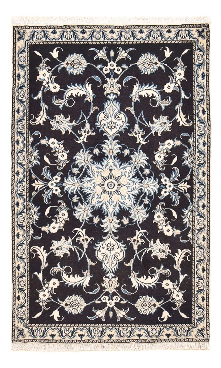 Alfombra persa - Nain - 141 x 90 cm - azul oscuro