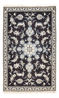 Alfombra persa - Nain - 141 x 90 cm - azul oscuro