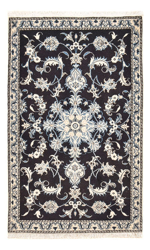 Alfombra persa - Nain - 141 x 90 cm - azul oscuro