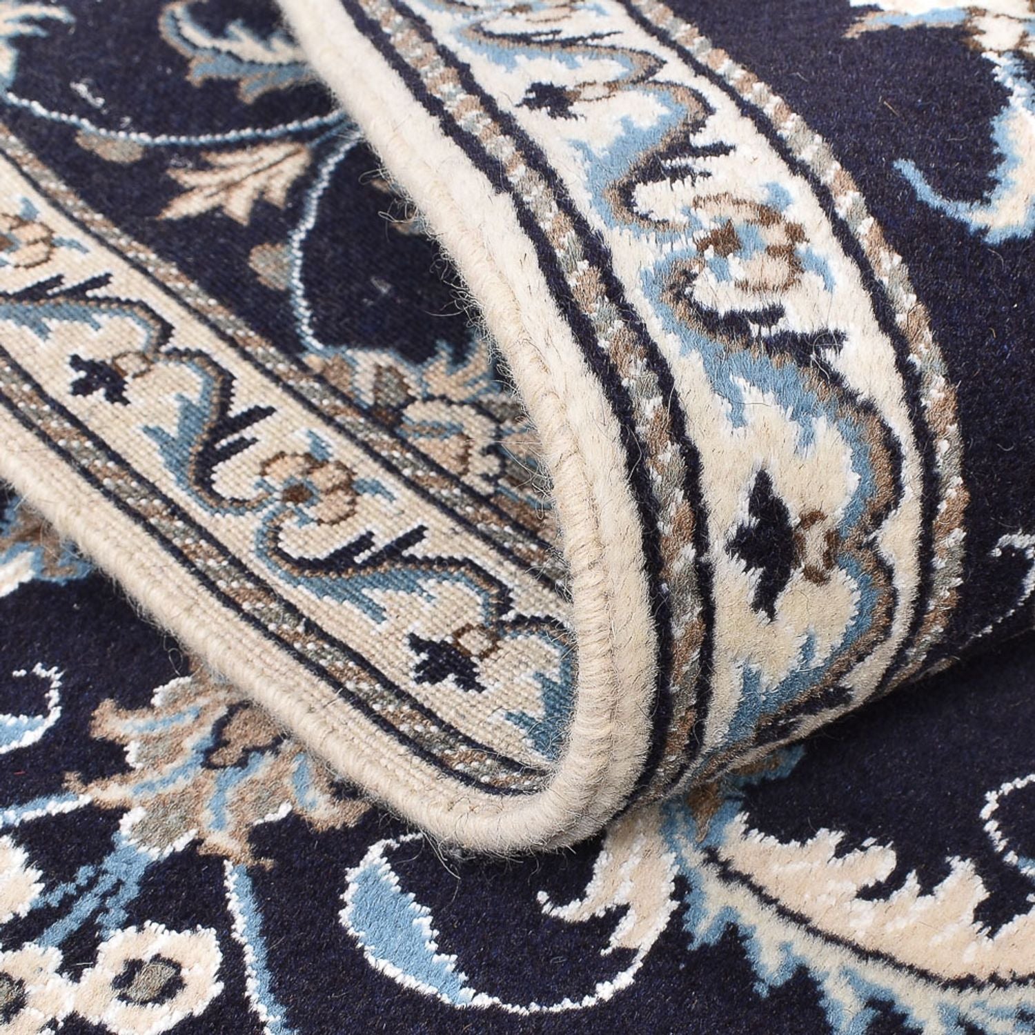 Alfombra persa - Nain - 140 x 89 cm - azul oscuro