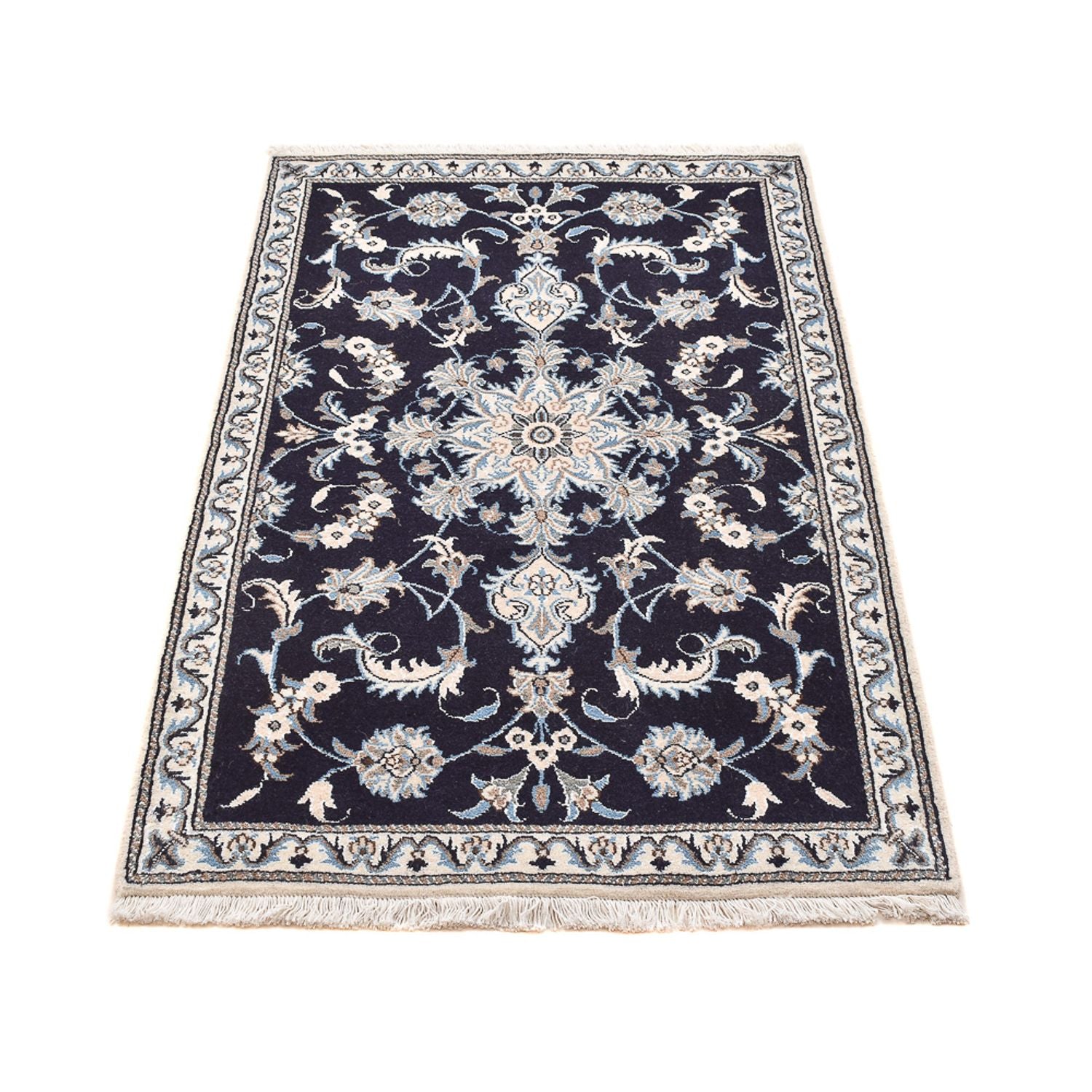 Alfombra persa - Nain - 140 x 89 cm - azul oscuro