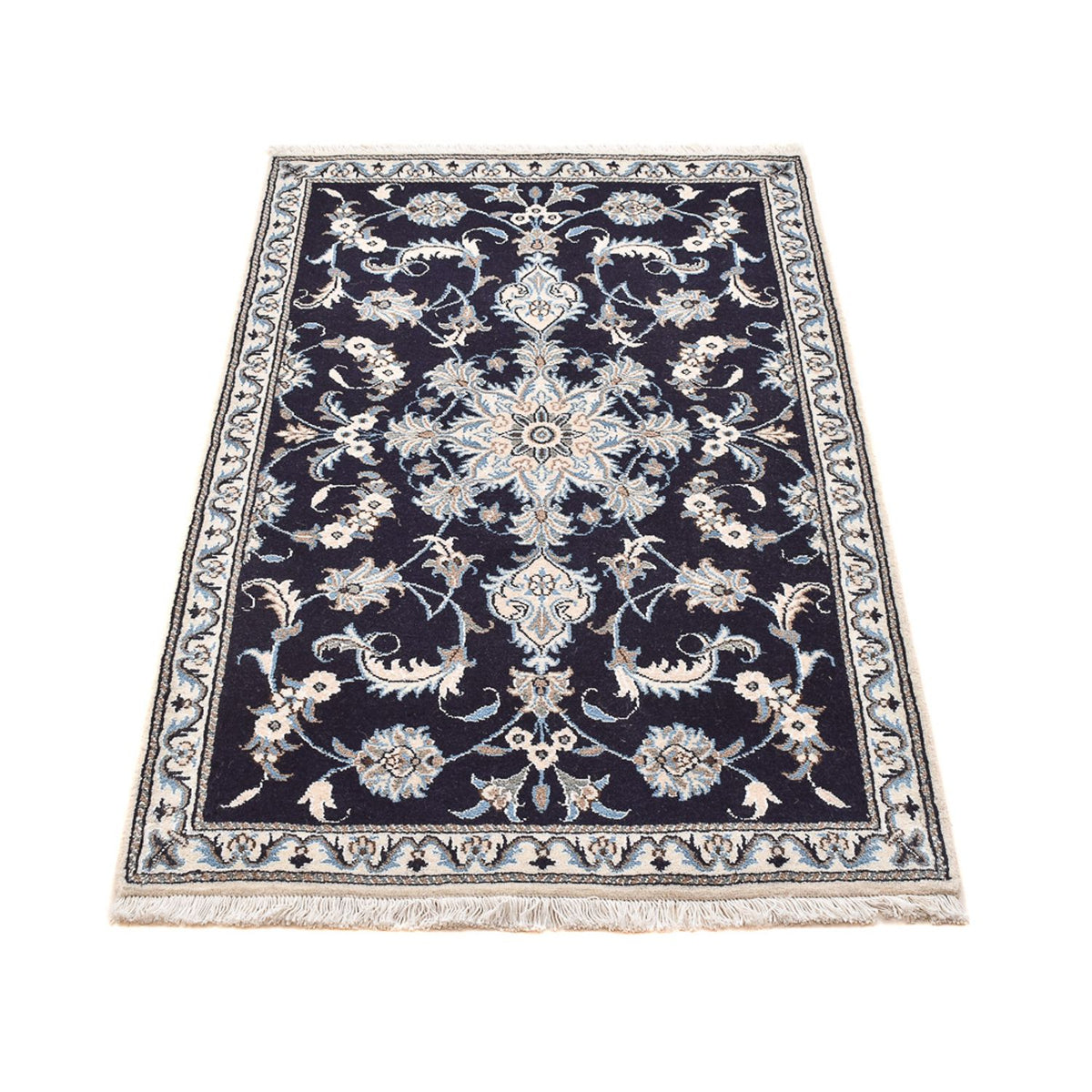 Alfombra persa - Nain - 140 x 89 cm - azul oscuro