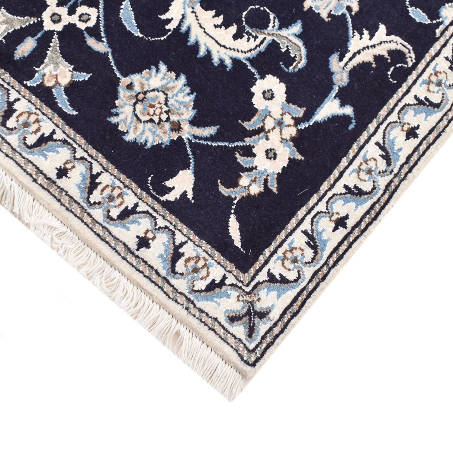 Alfombra persa - Nain - 143 x 90 cm - azul oscuro
