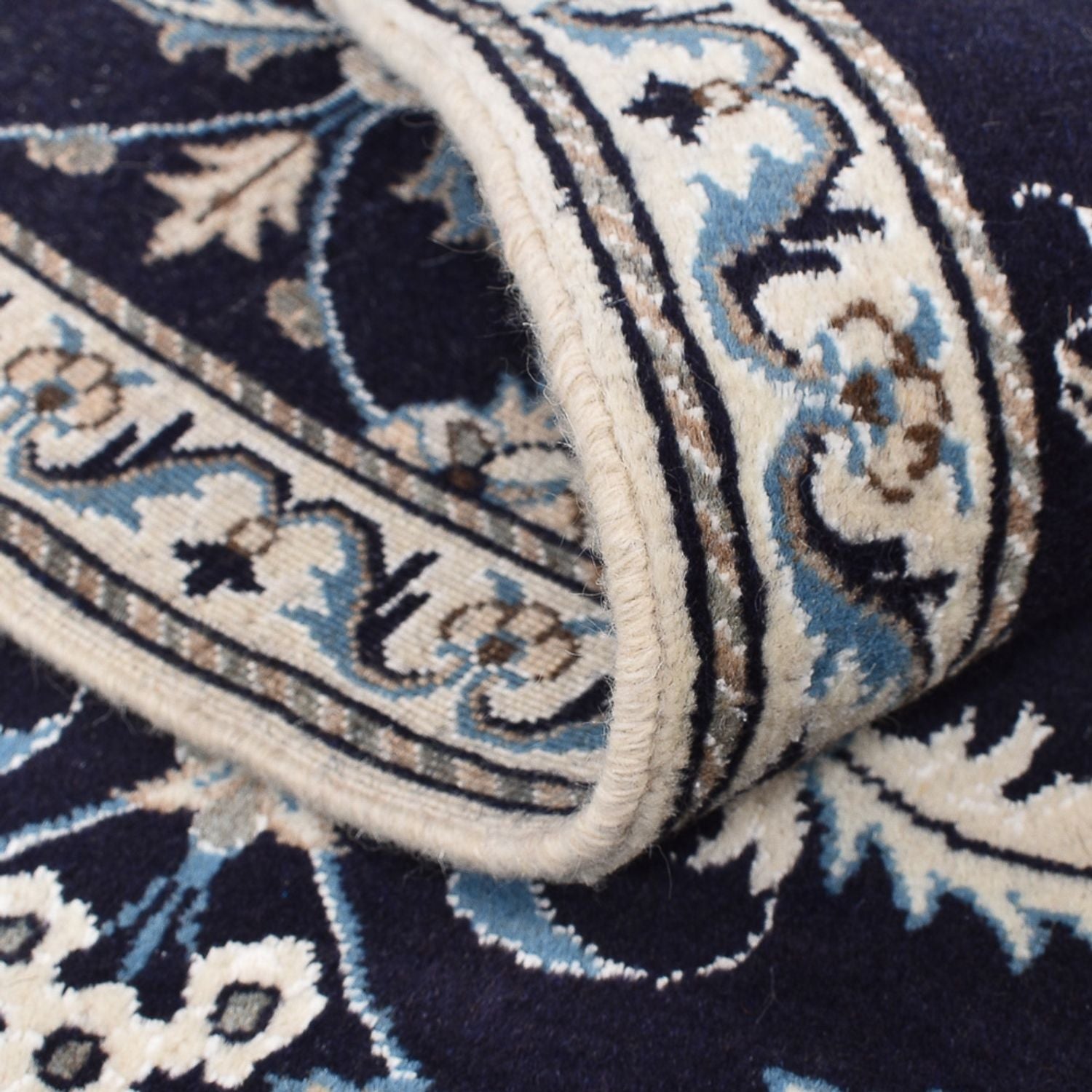 Alfombra persa - Nain - 143 x 90 cm - azul oscuro