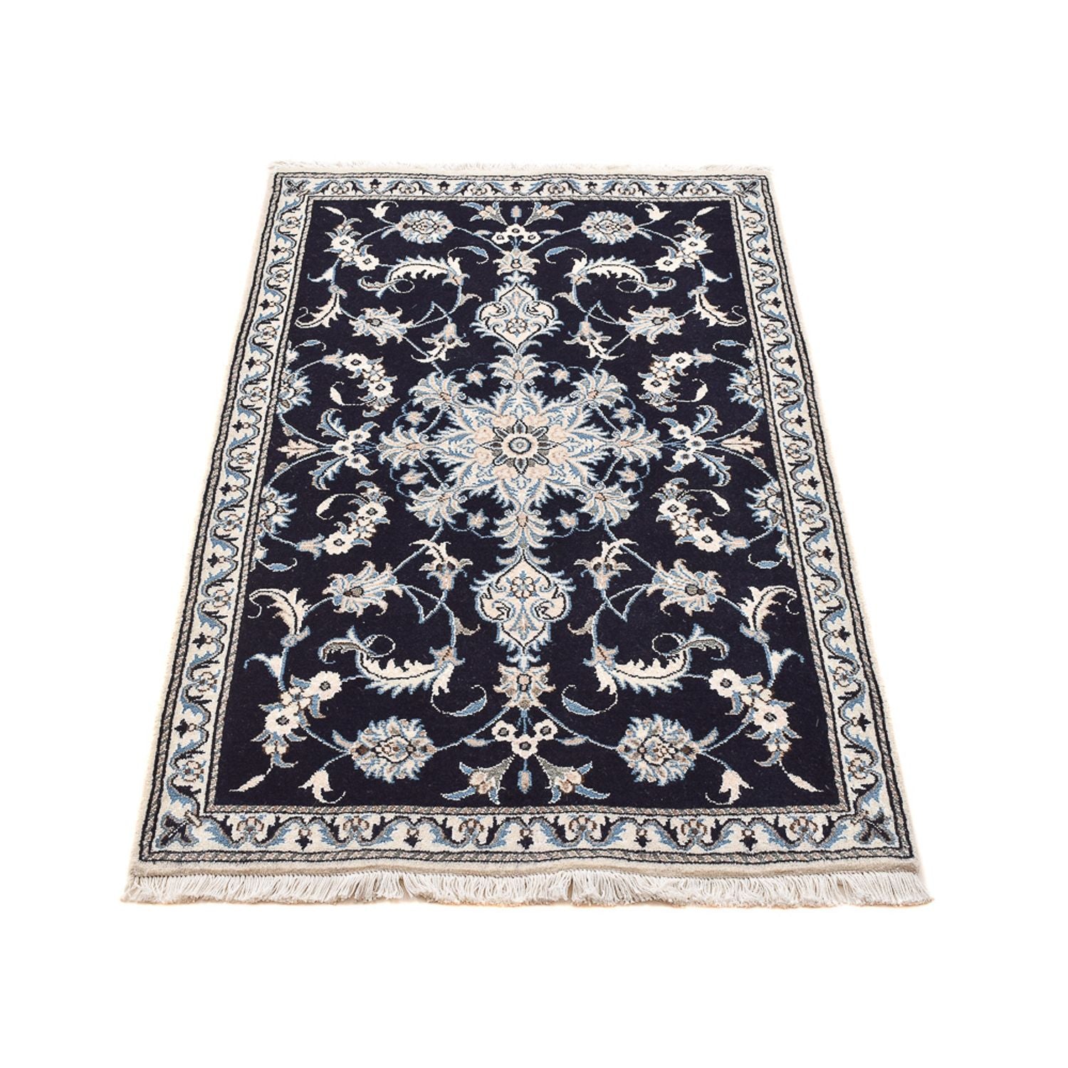 Alfombra persa - Nain - 143 x 90 cm - azul oscuro
