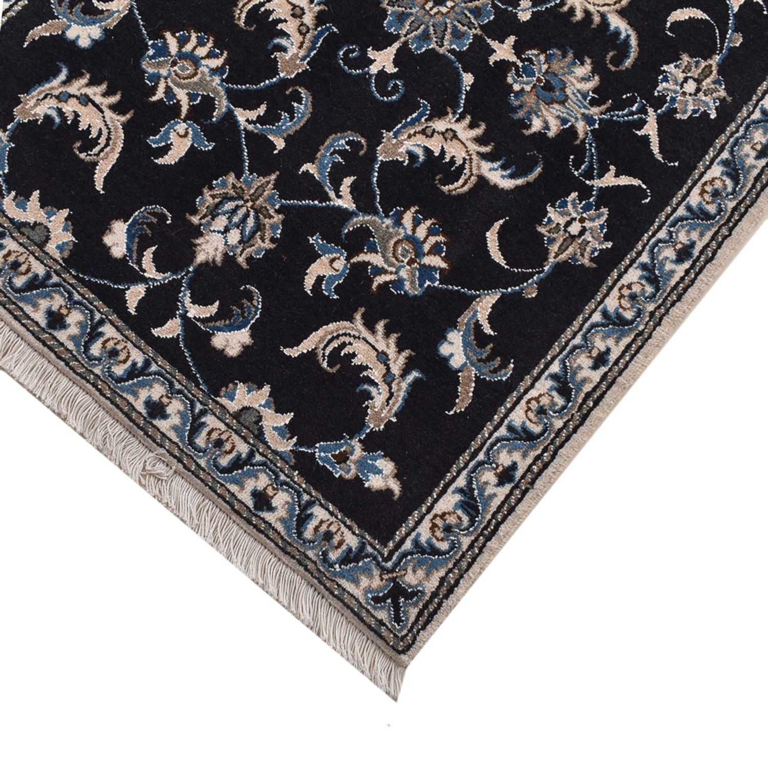Alfombra de pasillo Alfombra persa - Nain - 292 x 78 cm - azul oscuro