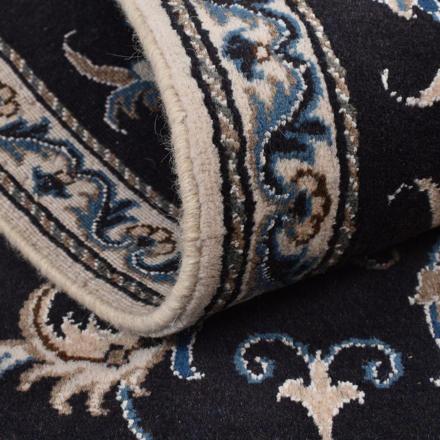 Alfombra de pasillo Alfombra persa - Nain - 292 x 78 cm - azul oscuro