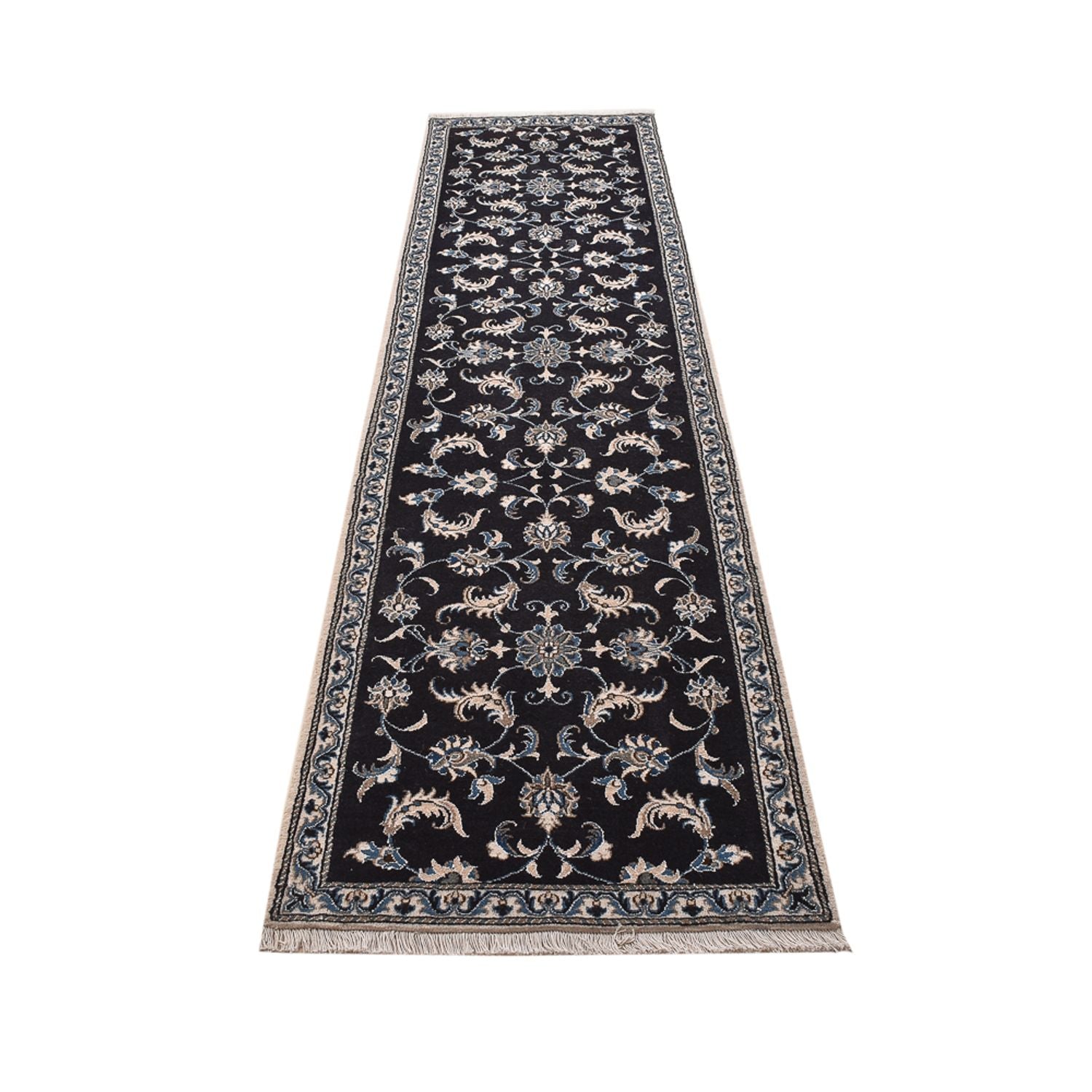 Alfombra de pasillo Alfombra persa - Nain - 292 x 78 cm - azul oscuro