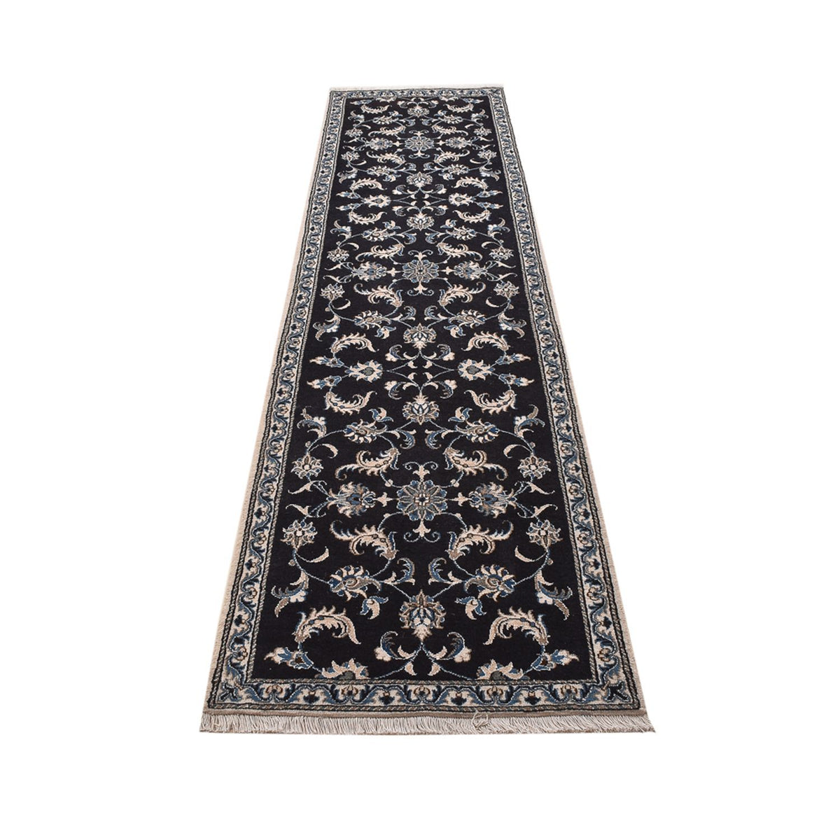Alfombra de pasillo Alfombra persa - Nain - 292 x 78 cm - azul oscuro