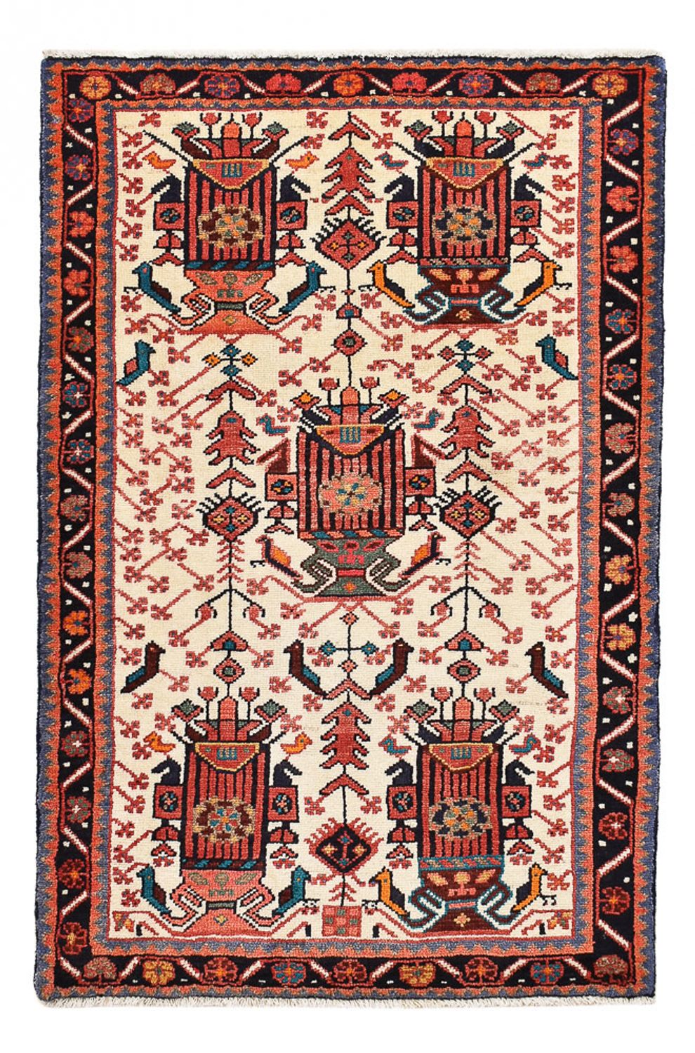 Alfombra persa - Nómada - 130 x 86 cm - rojo claro