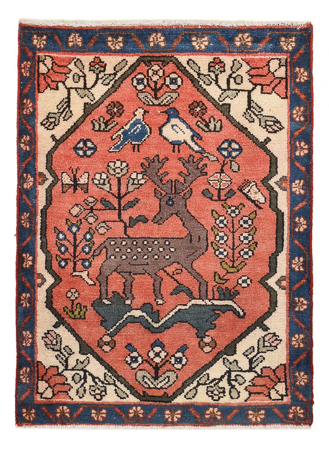 Alfombra persa - Nómada - 92 x 67 cm - rojo claro