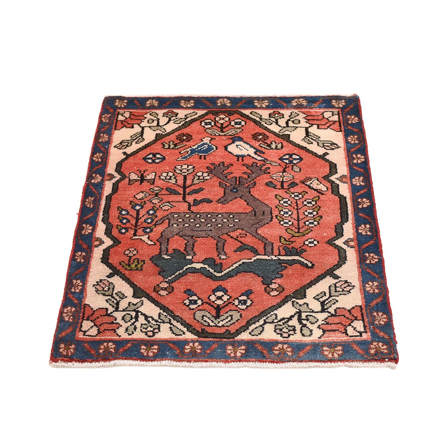 Alfombra persa - Nómada - 92 x 67 cm - rojo claro