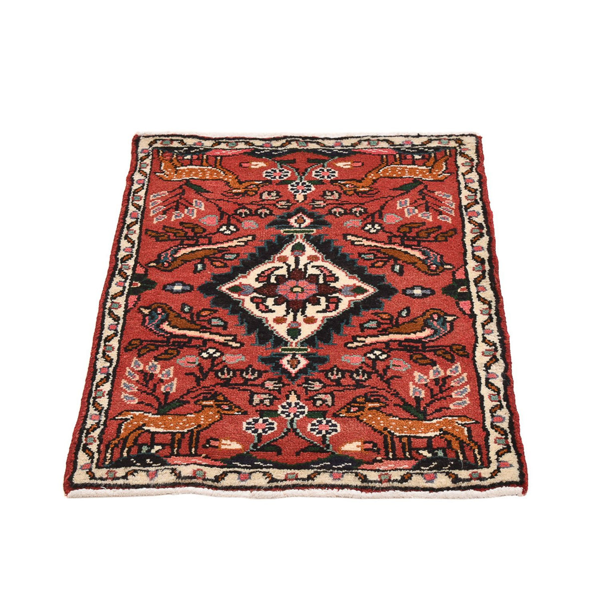 Alfombra persa - Nómada - 77 x 54 cm - rojo oscuro