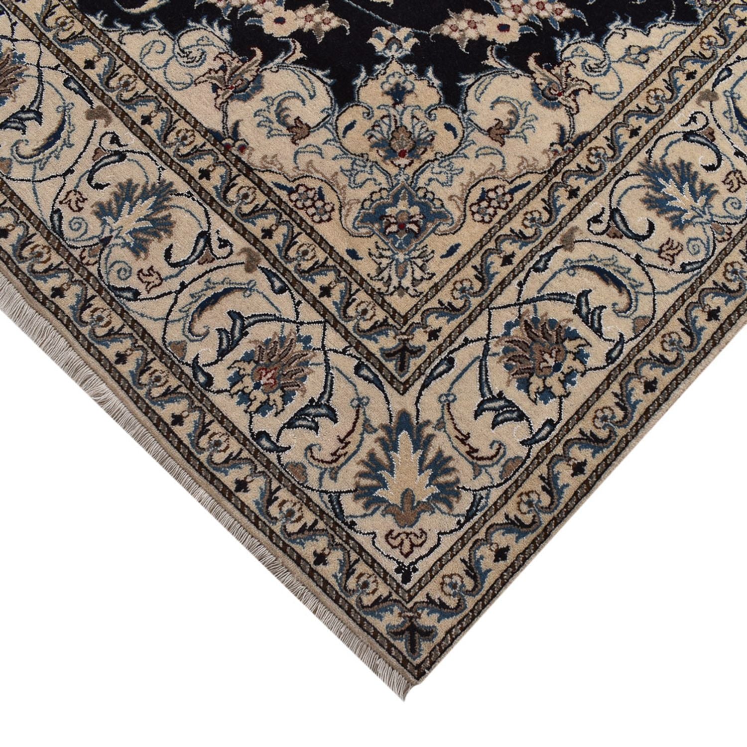 Alfombra persa - Nain - 293 x 200 cm - azul oscuro
