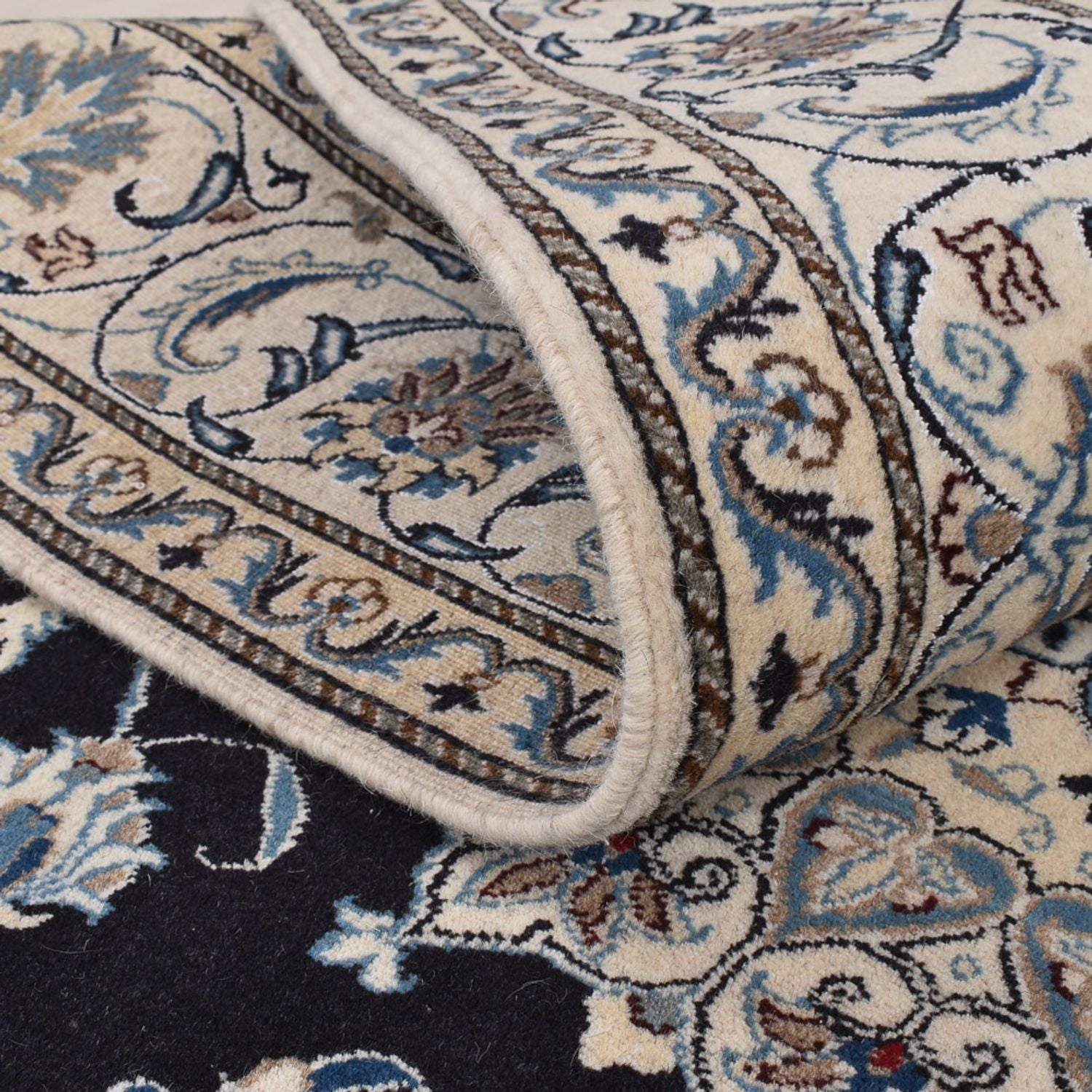 Alfombra persa - Nain - 293 x 200 cm - azul oscuro