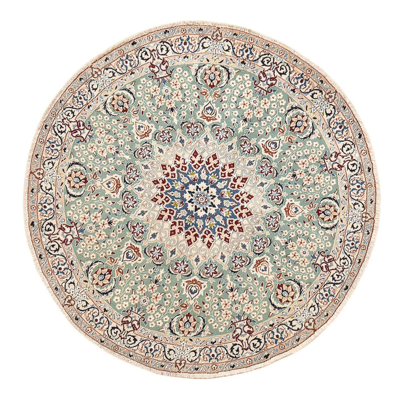 Alfombra Persa - Nain - Real redondo  - 139 x 139 cm - verde claro