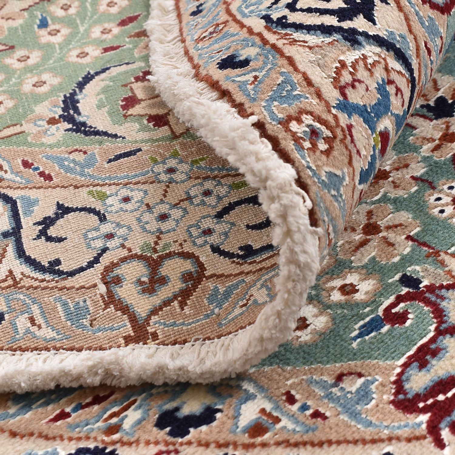 Alfombra Persa - Nain - Real redondo  - 139 x 139 cm - verde claro