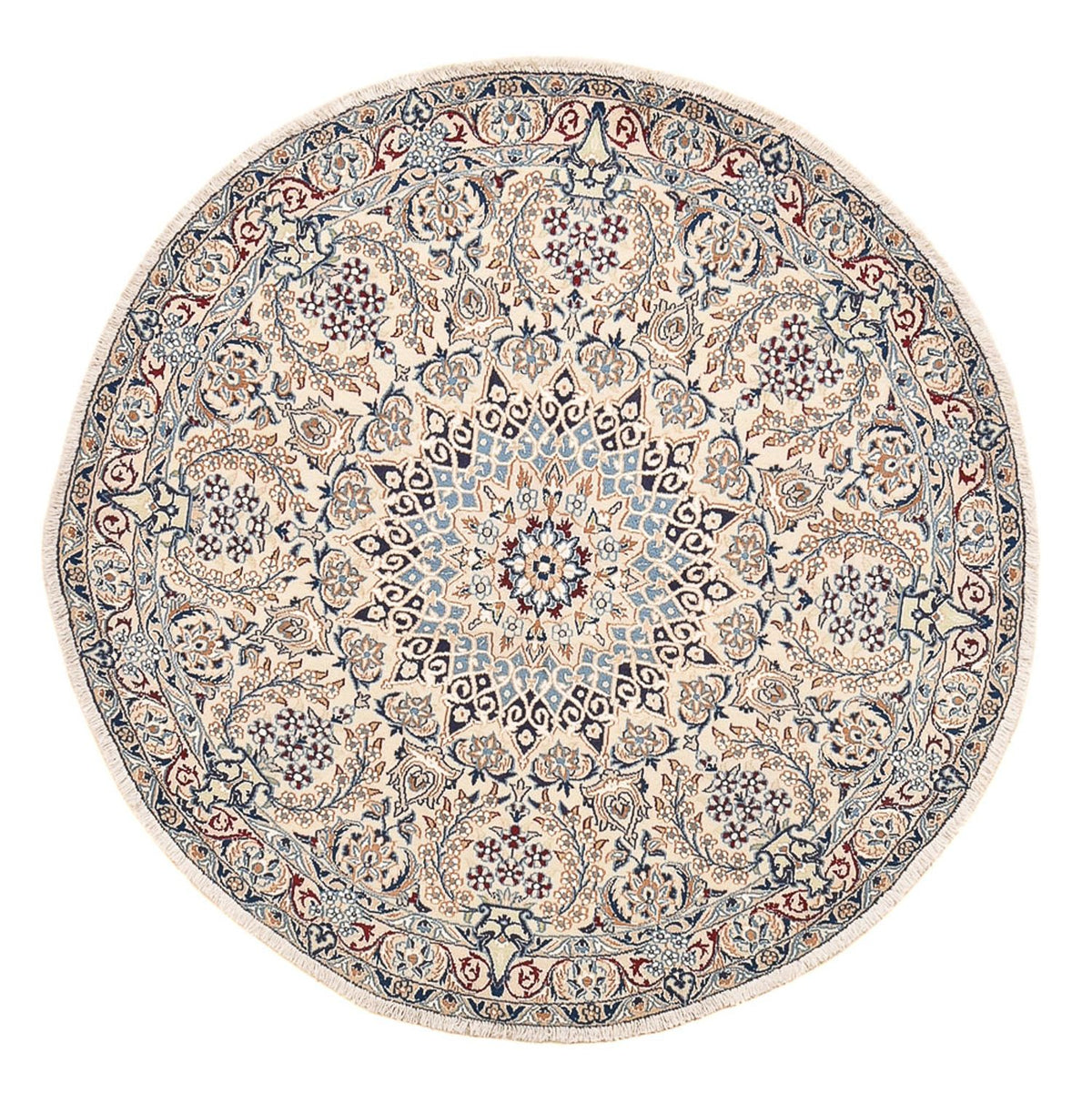 Alfombra Persa - Nain - Real redondo  - 136 x 136 cm - gris