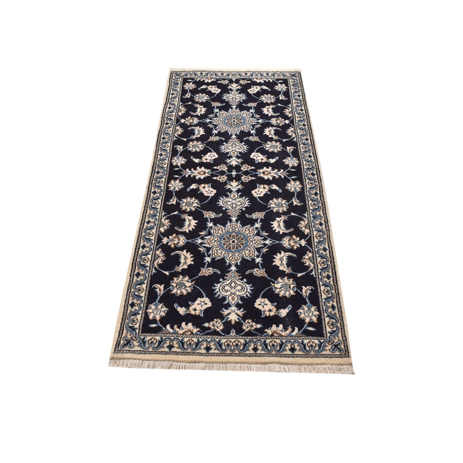 Alfombra de pasillo Alfombra persa - Nain - 200 x 79 cm - azul oscuro