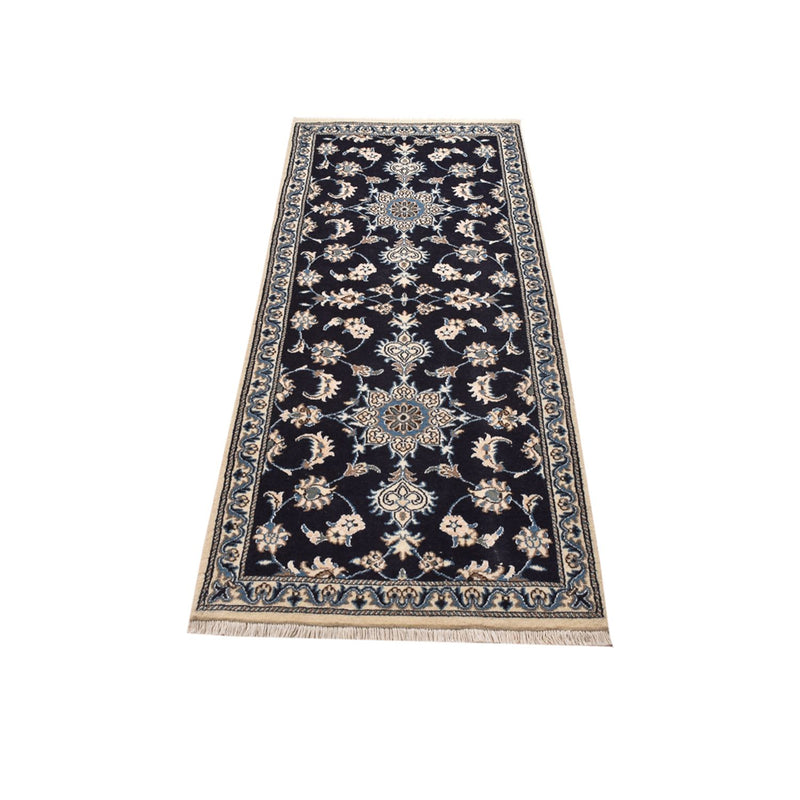 Alfombra de pasillo Alfombra persa - Nain - 200 x 79 cm - azul oscuro
