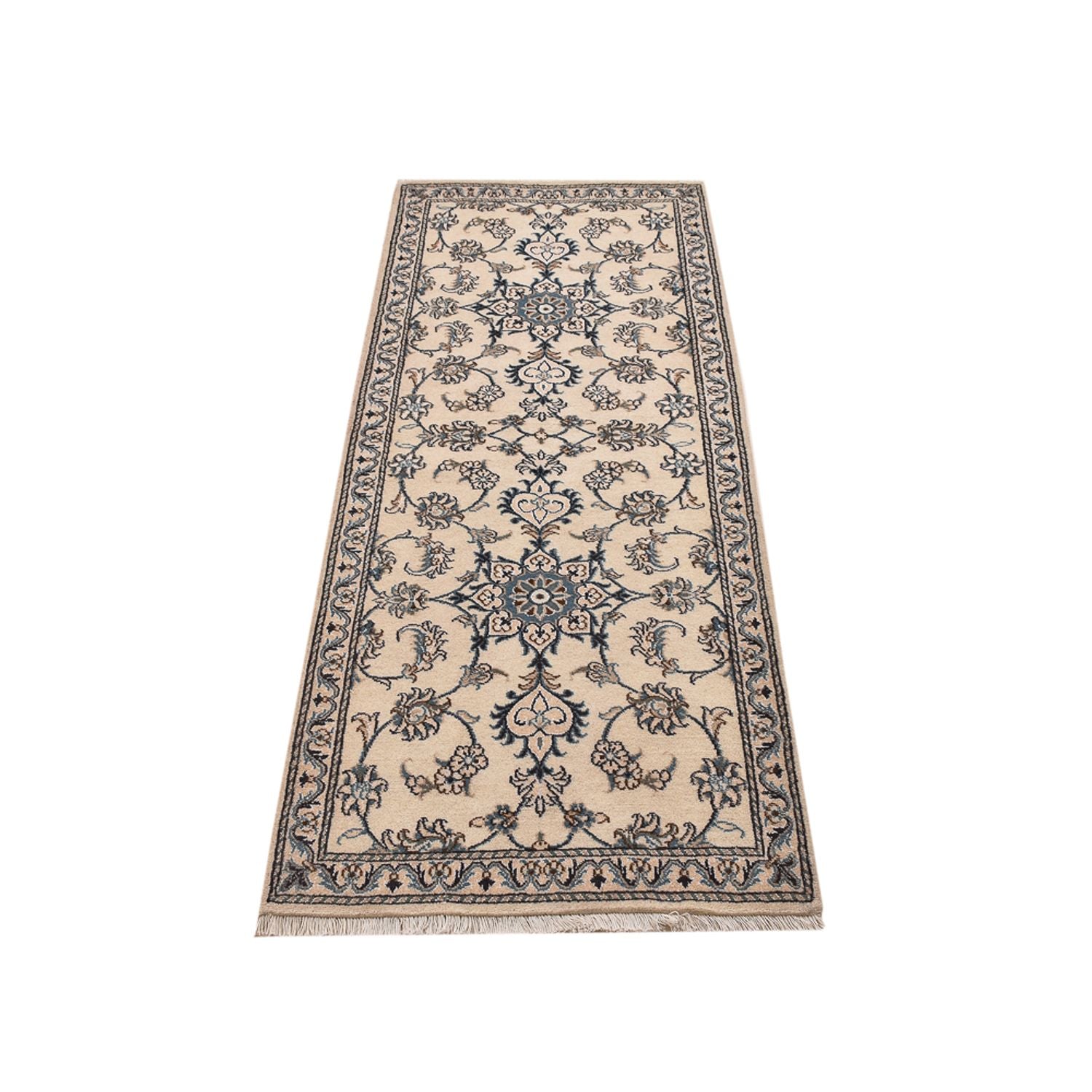 Alfombra de pasillo Alfombra persa - Nain - 201 x 77 cm - beige