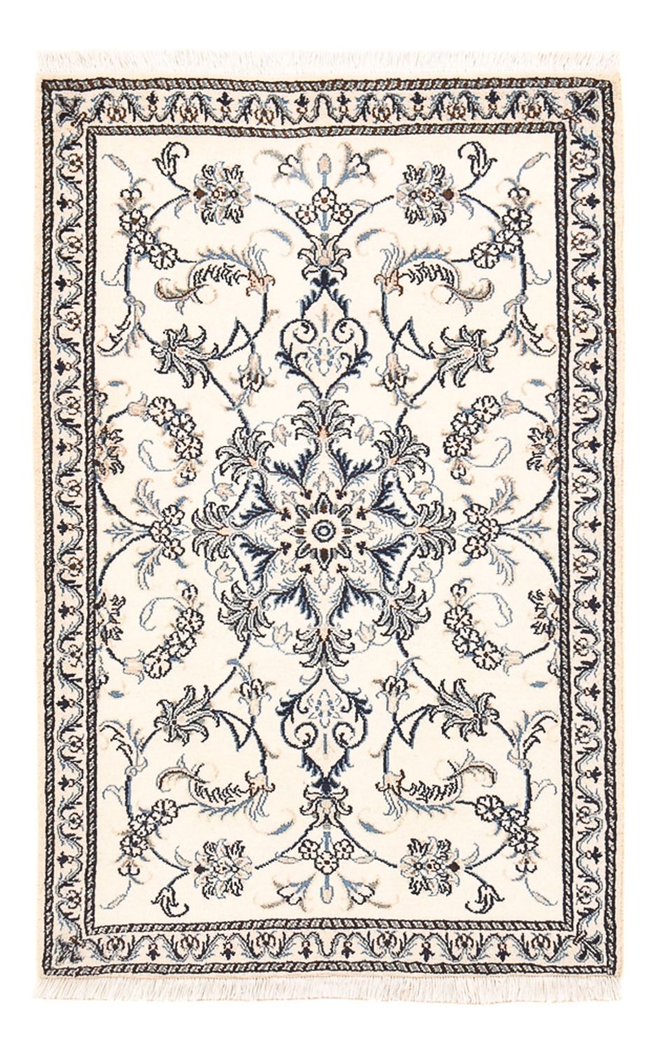 Alfombra persa - Nain - 140 x 88 cm - gris claro