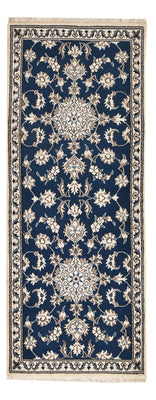 Alfombra de pasillo Alfombra persa - Nain - 197 x 76 cm - azul oscuro