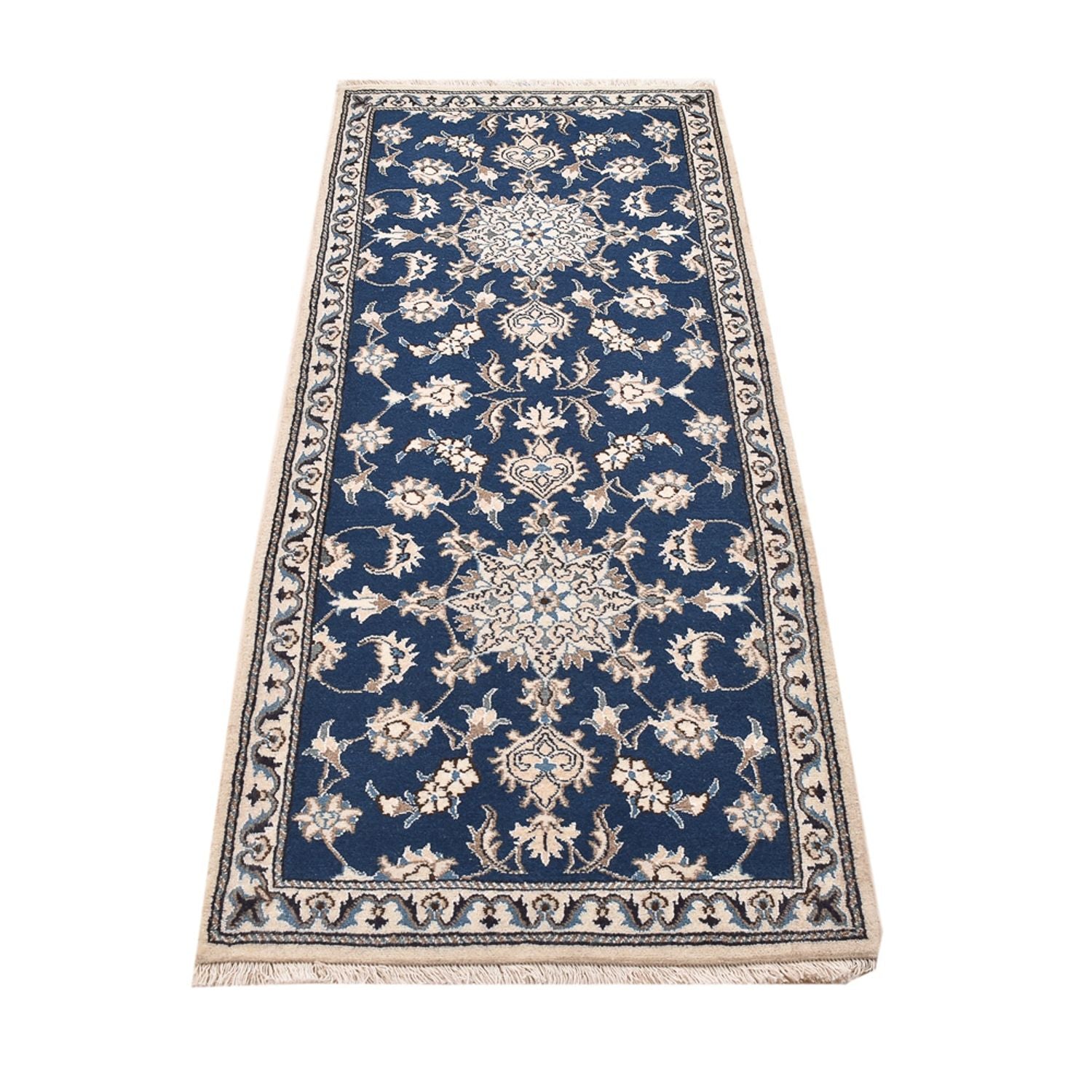 Alfombra de pasillo Alfombra persa - Nain - 197 x 76 cm - azul oscuro
