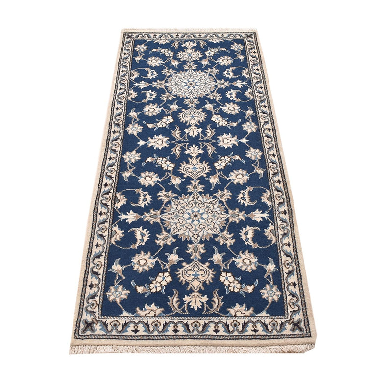 Alfombra de pasillo Alfombra persa - Nain - 197 x 76 cm - azul oscuro