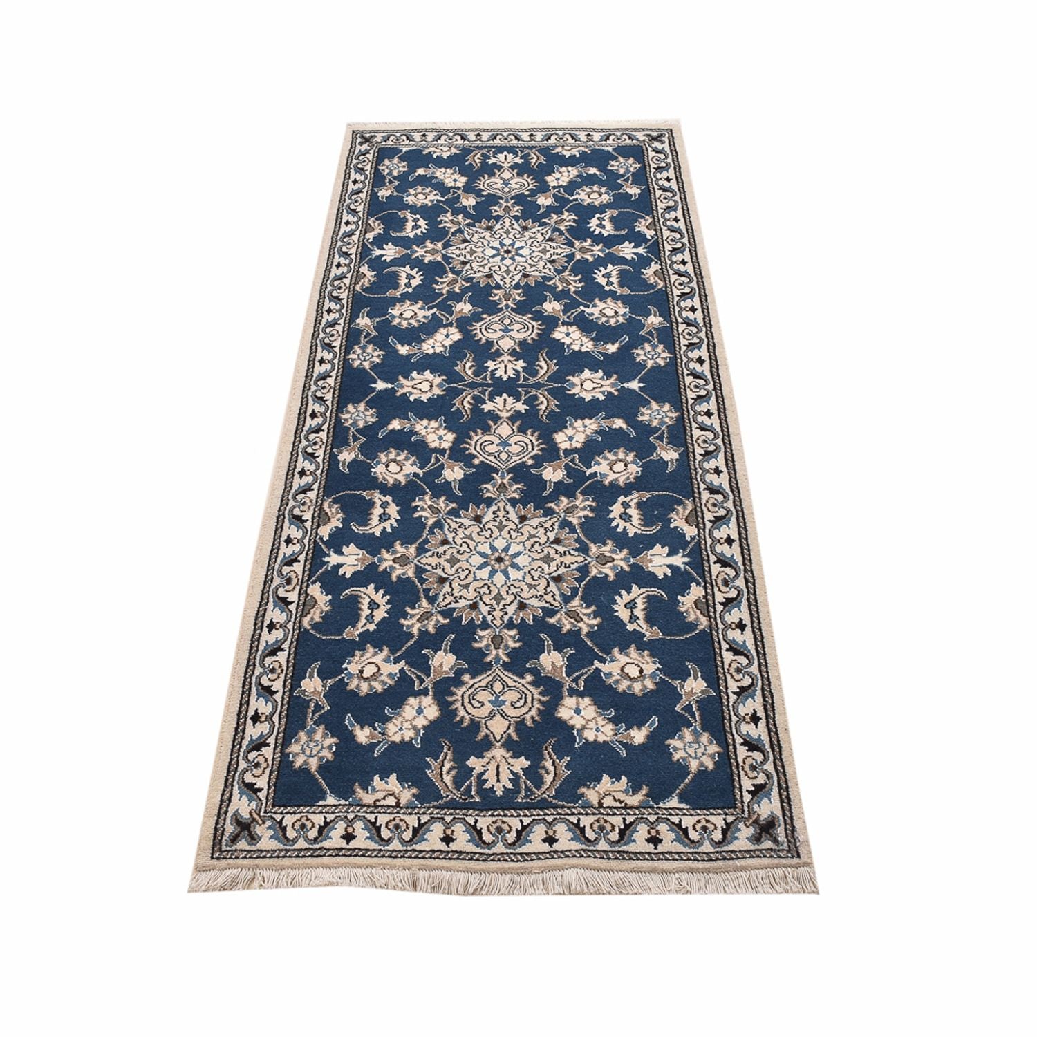 Alfombra de pasillo Alfombra persa - Nain - 195 x 77 cm - azul marino