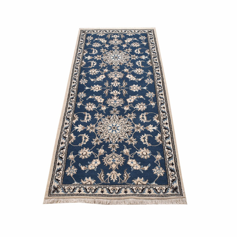 Alfombra de pasillo Alfombra persa - Nain - 195 x 77 cm - azul marino