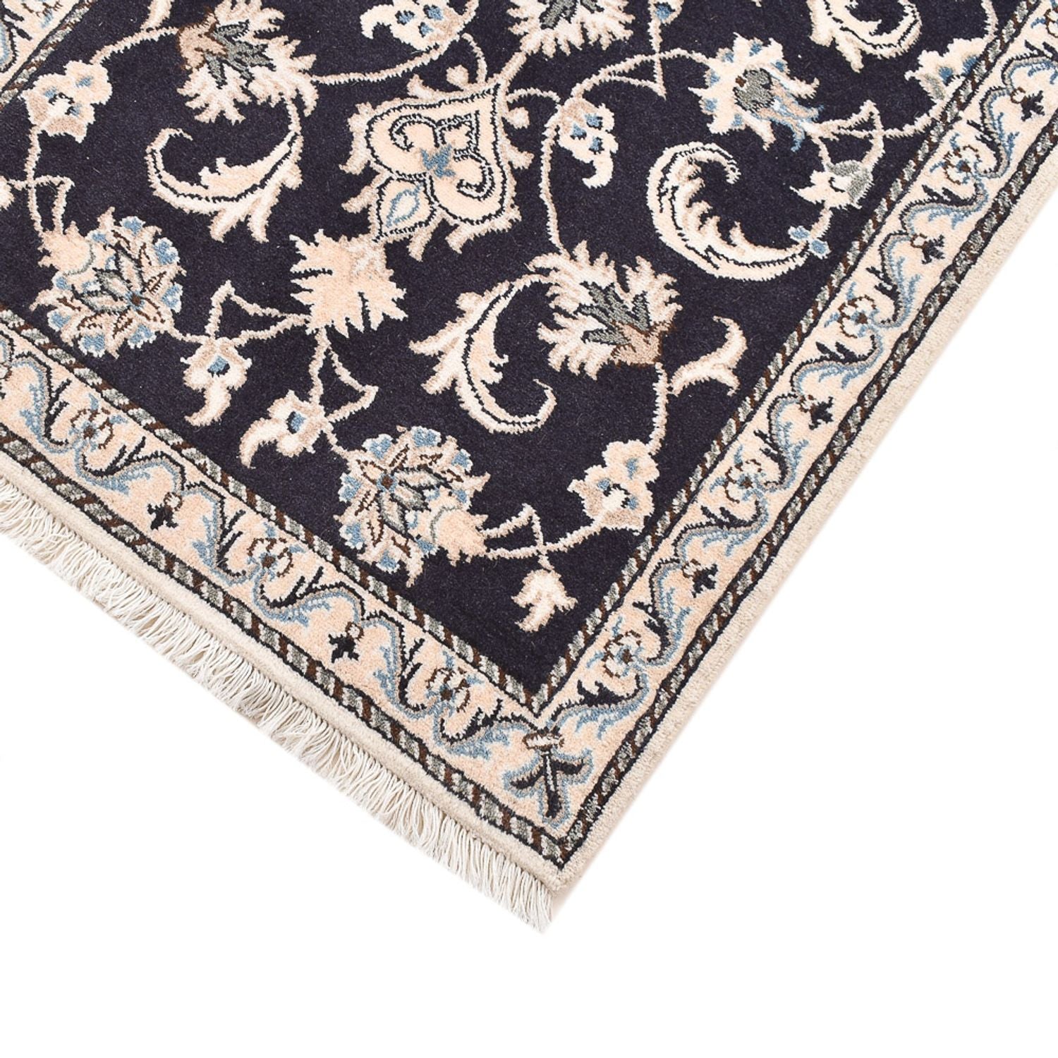 Alfombra persa - Nain - 135 x 70 cm - azul oscuro