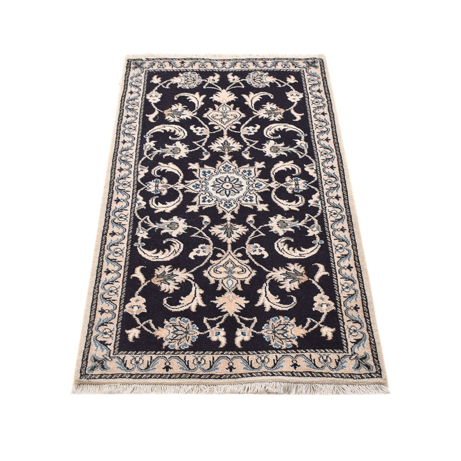 Alfombra persa - Nain - 135 x 70 cm - azul oscuro
