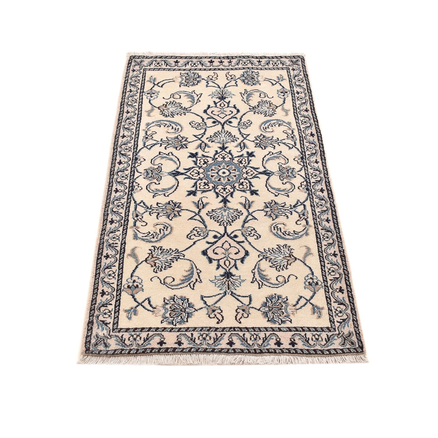 Alfombra persa - Nain - 137 x 71 cm - gris claro