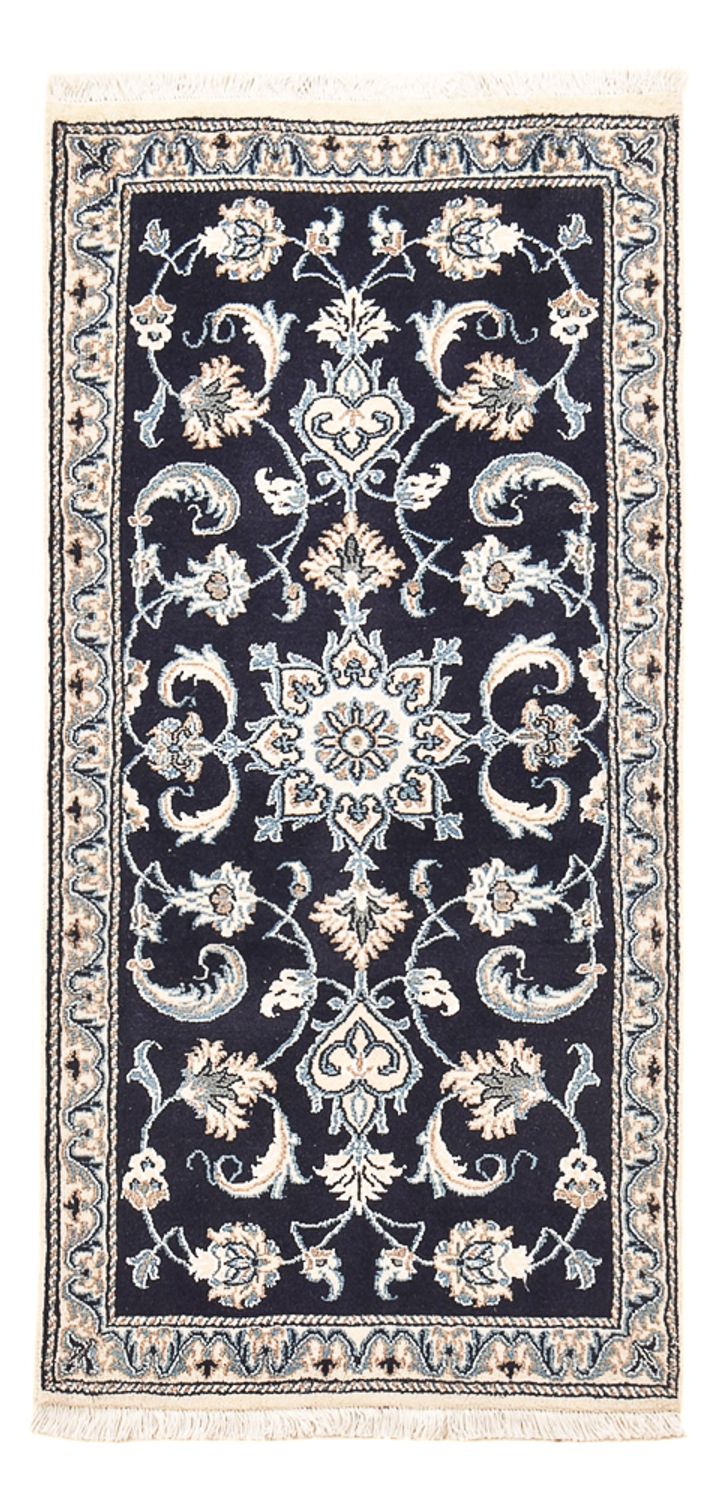 Alfombra persa - Nain - 141 x 67 cm - azul oscuro