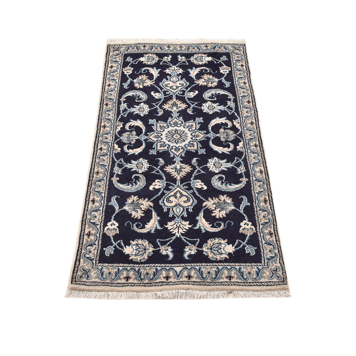 Alfombra persa - Nain - 141 x 67 cm - azul oscuro