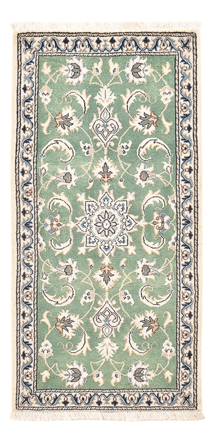 Alfombra persa - Nain - 139 x 66 cm - verde claro