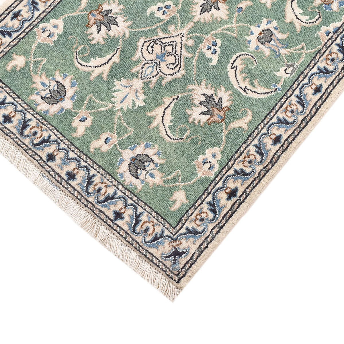 Alfombra persa - Nain - 139 x 66 cm - verde claro