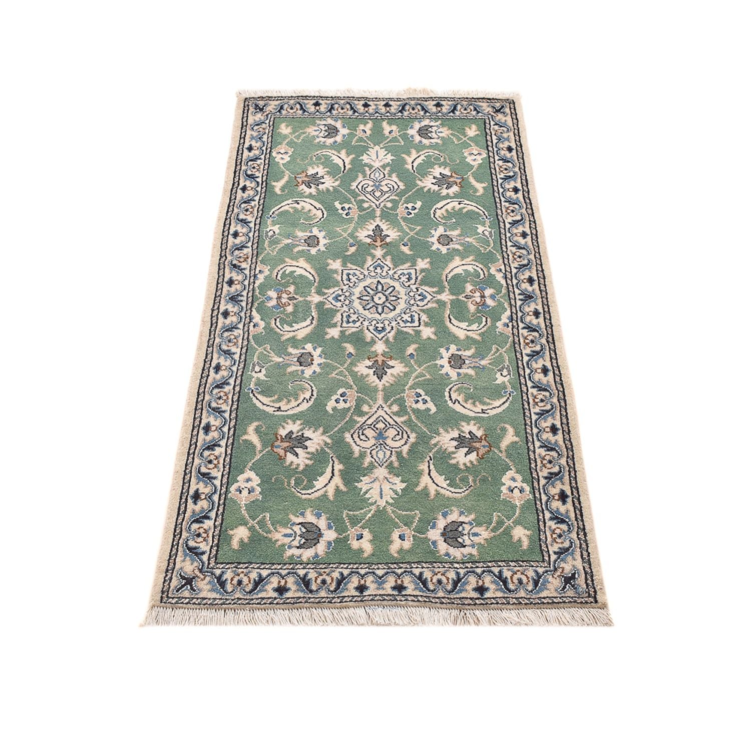 Alfombra persa - Nain - 139 x 66 cm - verde claro