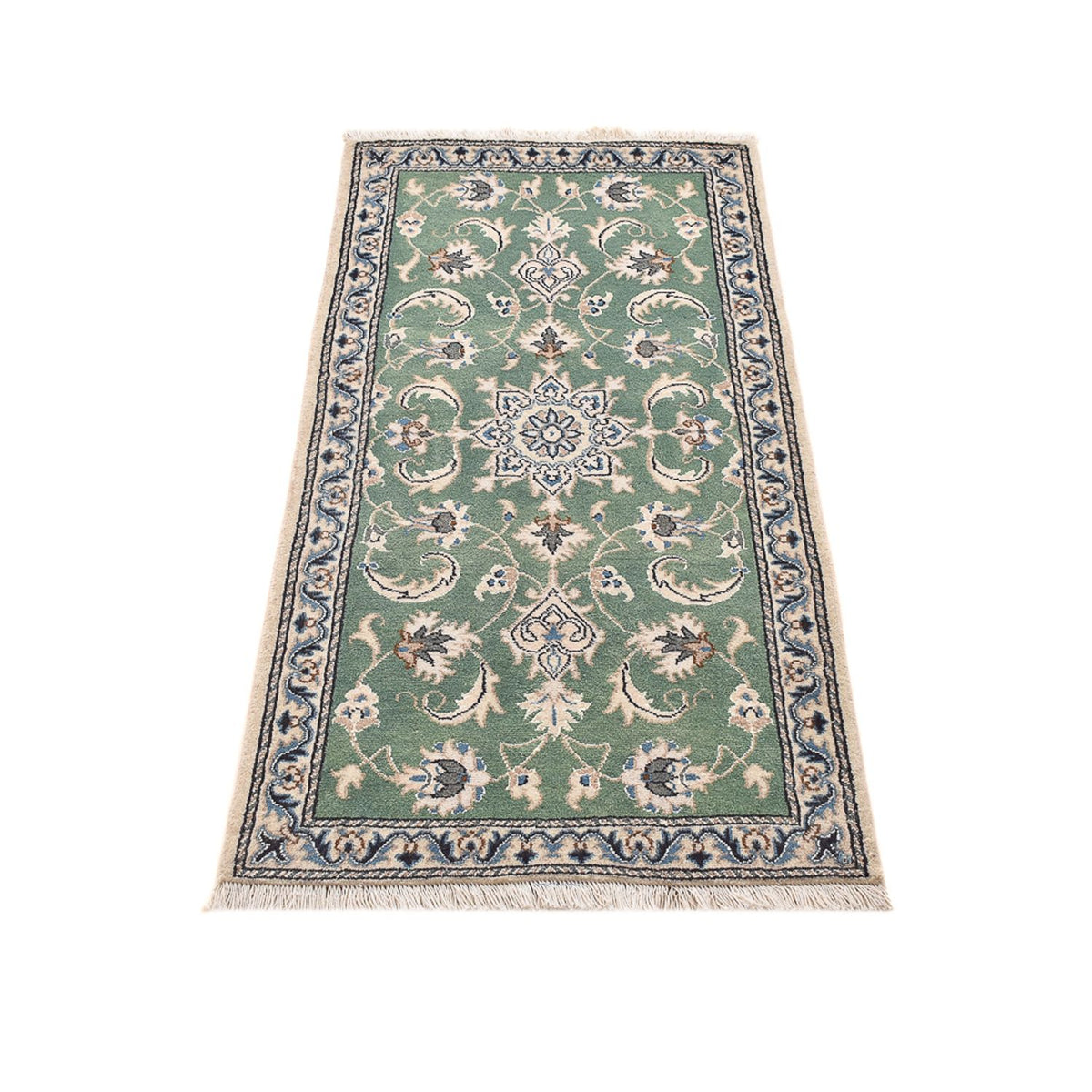 Alfombra persa - Nain - 139 x 66 cm - verde claro