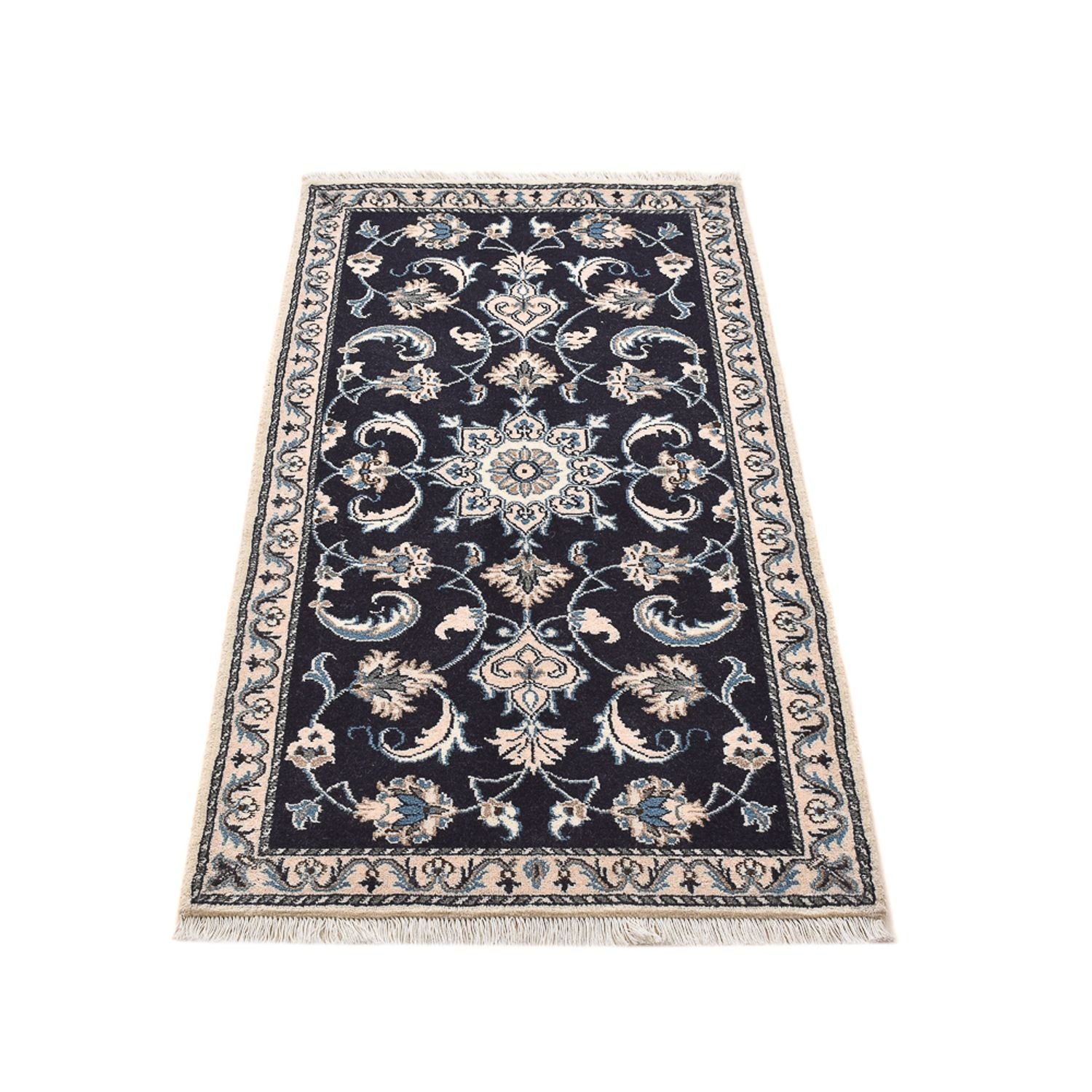 Alfombra persa - Nain - 136 x 70 cm - azul oscuro