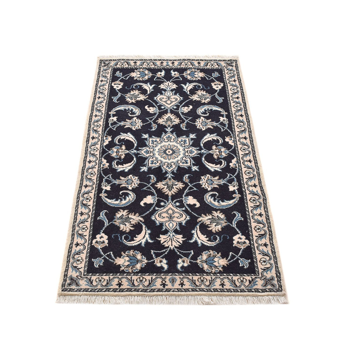 Alfombra persa - Nain - 136 x 70 cm - azul oscuro