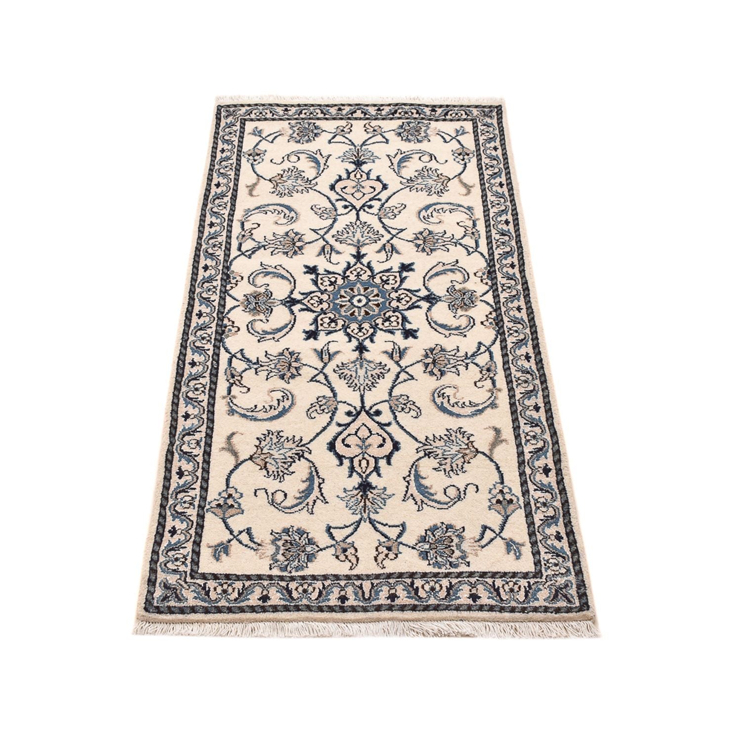Alfombra persa - Nain - 143 x 70 cm - gris claro