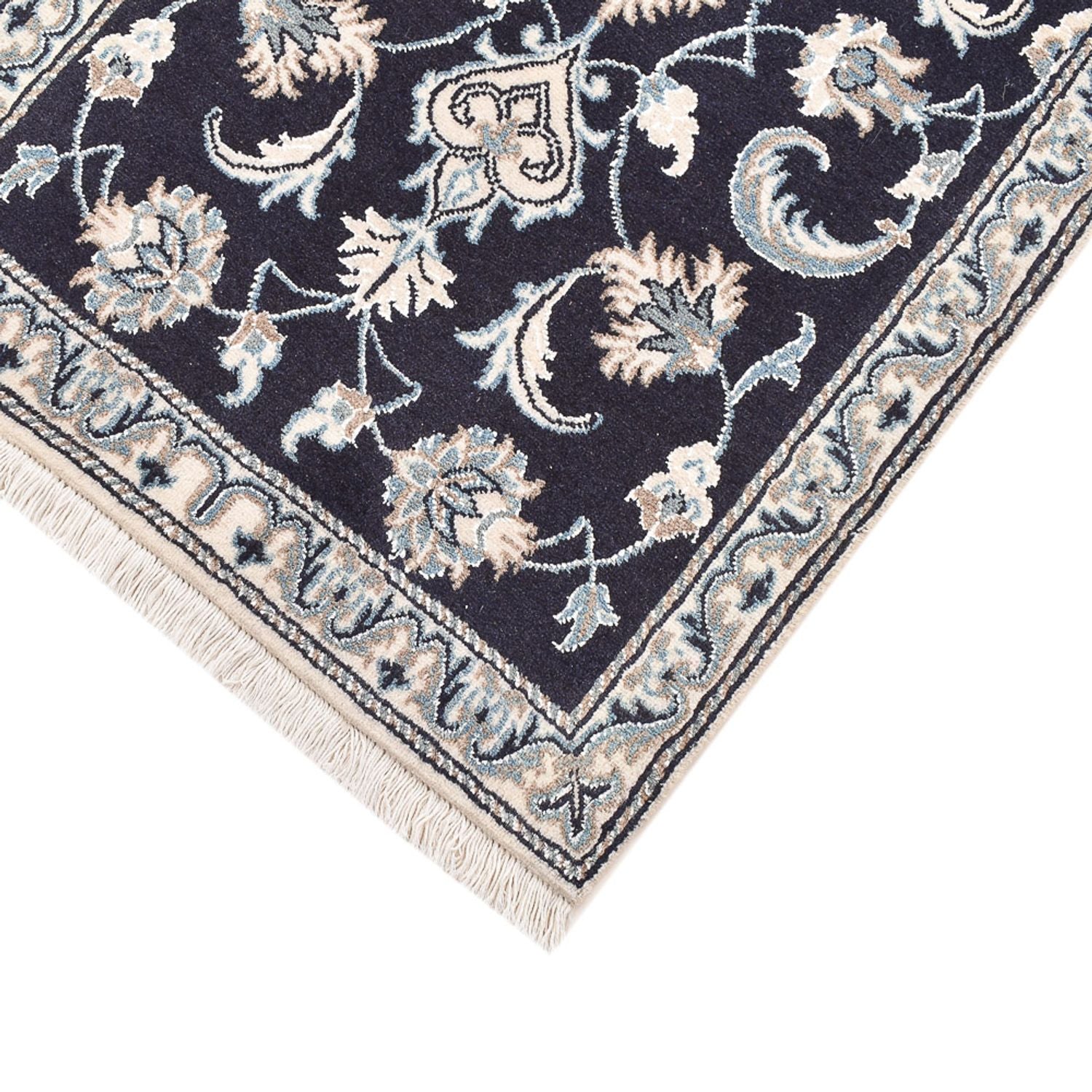 Alfombra persa - Nain - 145 x 68 cm - azul oscuro
