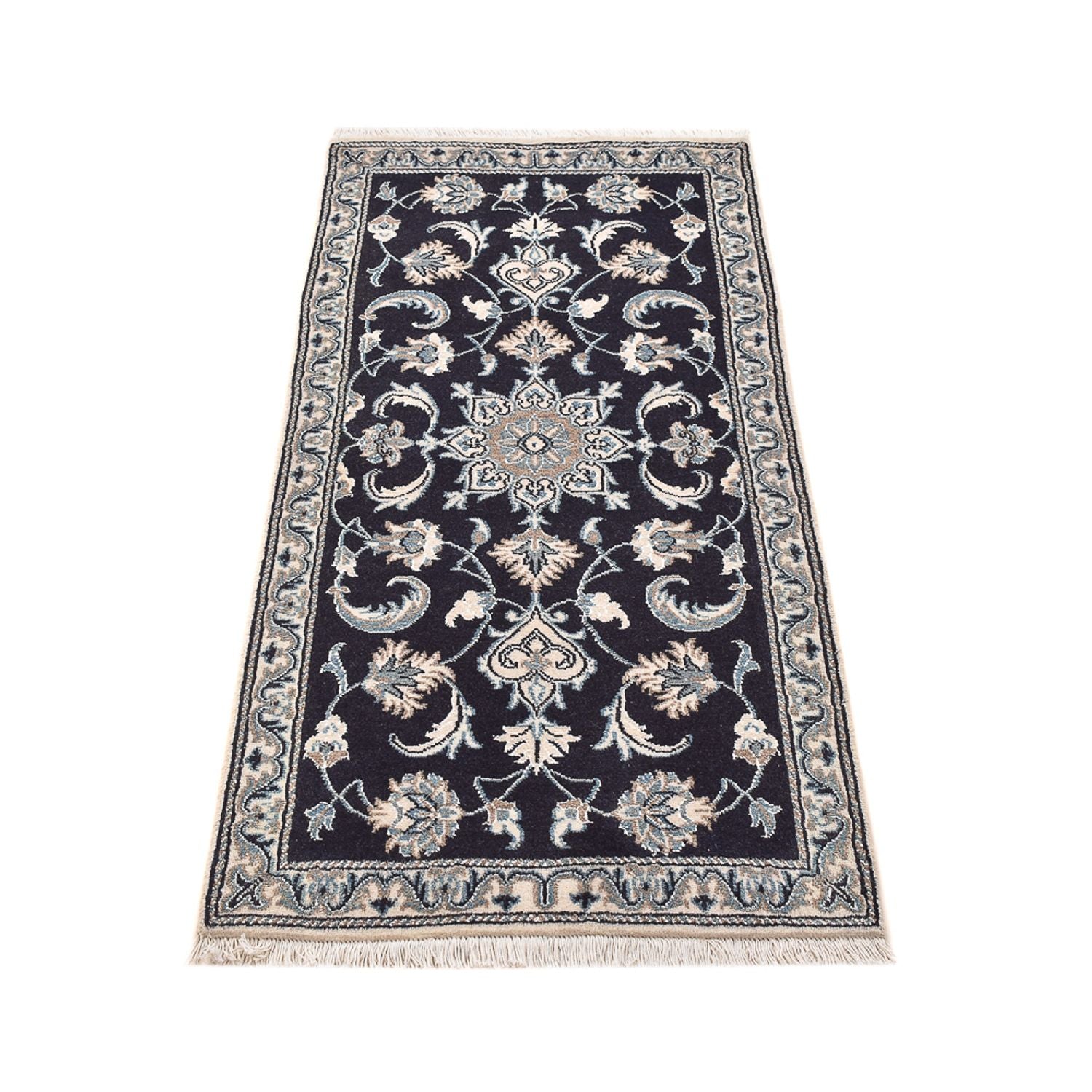 Alfombra persa - Nain - 145 x 68 cm - azul oscuro